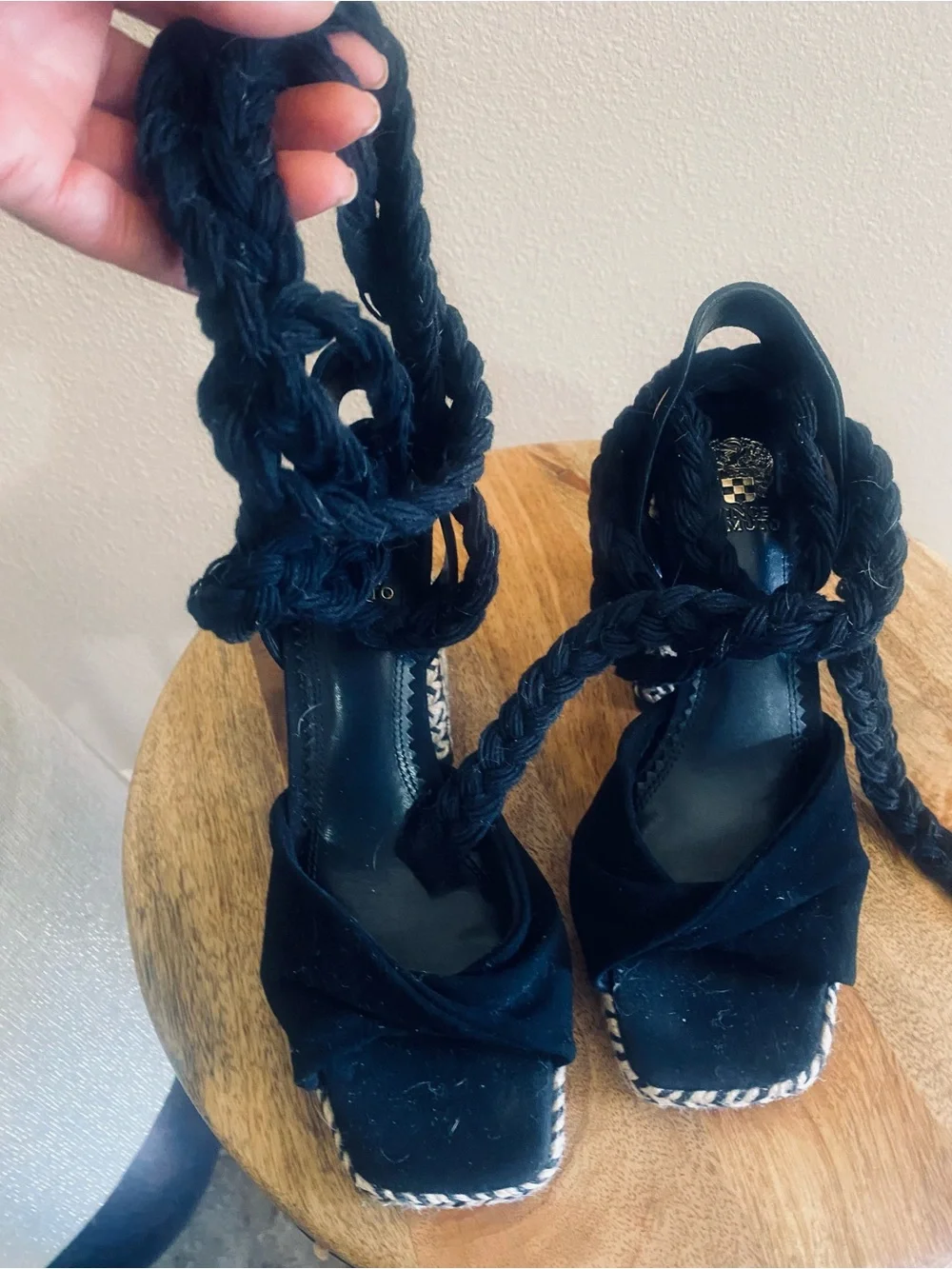 Vince Camuto Black Braided Espadrille Platform Sandals